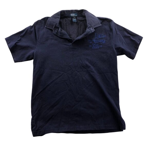 Polo Ralph Lauren Mens Polo Shirt Large Short Sleeve Navy Blue Nautical Casual - Picture 1 of 12